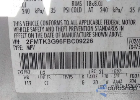 2015 Ford Edge Se from USA, damaged, VIN 2FMTK3G96FBC09226